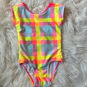 Toddler girls neon cap sleeved swimsuit